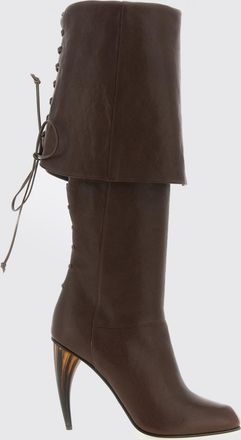 Alexander McQueen McQueen Stivali alti al ginocchio in pelle dagnello con tacco alto curvo