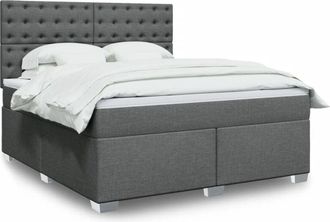 vidaXL Cama Box Spring Con Colch&oacute;n Tela Gris Oscuro 180x200 Cm Vidaxl