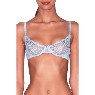 Fleur du Mal Bianca Lace Underwire Balconette Bra in Forget Me Not at Nordstrom, Size 32Dd