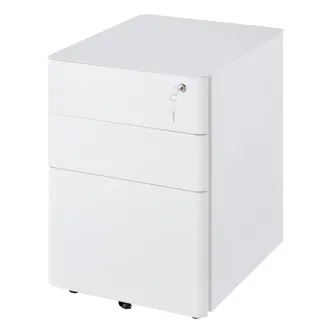 Carter's Vinsetto Fully Assembled 3 Drawer Steel Metal Filing Cabinet Lockable Rolling Vertical File Cabinet White - CARTER | TJ Hughes