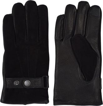 Howard London Bayford Leren Handschoenen - Heren - Handschoenen - Zwart - 9 1/2 IN - Wol - Accessoires
