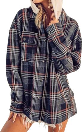 Bibi Hooded Flannel Jacket In Black Multi