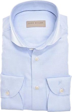 John Miller lange mouw overhemden blauw - Heren - Casual Overhemden - Blauw - S - Katoen - Overhemden