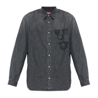 Diesel Casual Shirts, male, Gray, Size: XL D-Simply-S15 Shirt