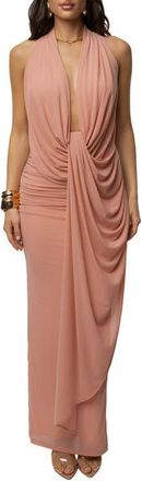 JLUXLABEL Alaina Plunge Maxi Dress in Peach at Nordstrom, Size Medium