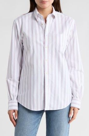 Brooks Brothers Oxford Stripe Long Sleeve Button-Down Shirt in White Stripe at Nordstrom Rack, Size Xx-Large