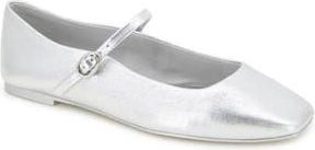 Kenneth Cole Jasper Mary Jane Flat in Silver Leather at Nordstrom Rack, Size 5.5
