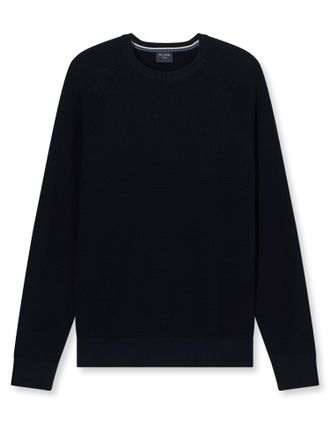 Olymp Rundhalspullover OLYMP Waffle Structure, Herren, Gr. XXL, marine, Strick, Obermaterial: 89% Baumwolle, 11% Polyamid, regular fit, Rundhals, Rippb&uuml;ndch