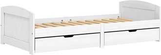 vidaXL Day Bed with 2 Drawers irun White 90x200 cm Solid Wood Pine Vidaxl