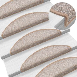 vidaXL Vidaxl - Tappetini per scale 15 pz 56x17x3 cm Marrone chiaro Semicircolari