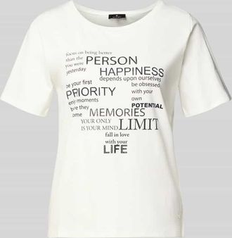 Monari T-Shirt mit Statement-Print und Ziersteinbesatz in Marine, Gr&ouml;&szlig;e 34