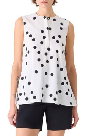 Akris Polka Dot Sleeveless Cotton Poplin Top in Cream-Black at Nordstrom, Size 12