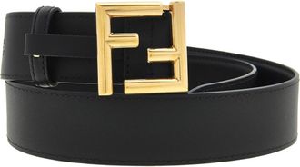 Fendi Black Leather FF Buckle Belt, Size 70