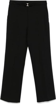 Twinset Elegante Zwarte Broek - Dames - Wijde Broeken - Zwart - L - Nylon - Broeken