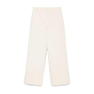 Eleventy Wide Trousers, female, Beige, Size: S Flare Pants with Central Seams