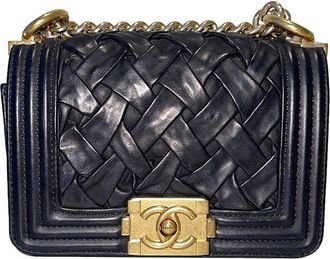 Chanel Paris Versailles black woven leather Micro Boy bag