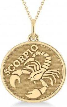 Allurez Scorpio Coin Zodiac Pendant Necklace 14k Yellow Gold