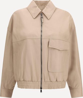 Brunello Cucinelli Giacca in nappa Glossy con monile Woman 42
