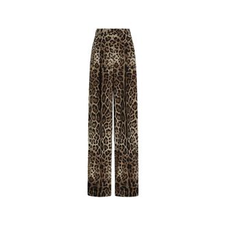 Dolce & Gabbana Leo-print Wool Trousers