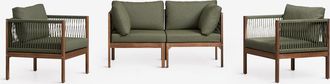 Sklum Conjunto De Jard&iacute;n Con Sof&aacute; Modular De 2 Piezas Con Reposabrazos Y 2 Sillones En Madera De Acacia Branson Sklum