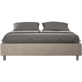 ITYhome Letto Matrimoniale rivestito in Microfibra - azelia - Dimensione Rete: 160x200 - Tipologia Letto: Con Rete e Contenitore - Colore: Sabbia