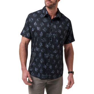 Travis Mathew Seamate Floral Short Sleeve Button-Up Shirt in Black at Nordstrom Rack, Size Xxx-Large