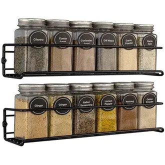 OEM Xu Porta Spezie Da Parete A 2 Livelli In Acciaio Inox, Confezione Da 2, Con Adesivo E Viti, Perfetto Per La Cucina --crezuo