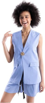 H2O Mouwenloze Gilet - Dames - Blazers - Blauw - 2XL - Linnen - Jassen