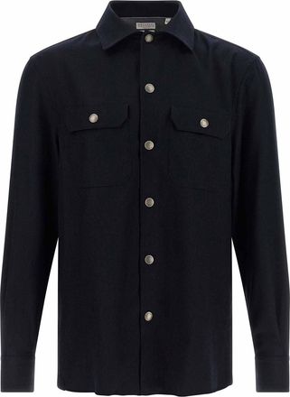 Brunello Cucinelli Blue Flannel Overshirt