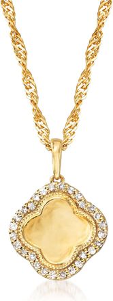 Ross-Simons Diamond Clover Pendant Necklace in 18kt Gold Over Sterling