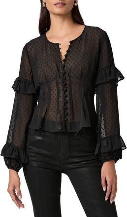 Paige Isolde Sheer Swiss Dot Top in Black at Nordstrom, Size Xx-Small