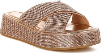 London Rag Adena Crystal Embellished Platform Sandal in Rose Gold at Nordstrom Rack, Size 10