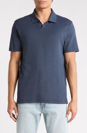 Calvin Klein Micro Waffle Johnny Collar Top in Ink at Nordstrom Rack, Size Xx-Large