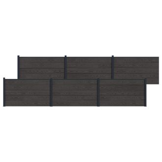 vidaXL Panel De Valla 6 Pcs Wpc Y Aluminio Negro Vidaxl