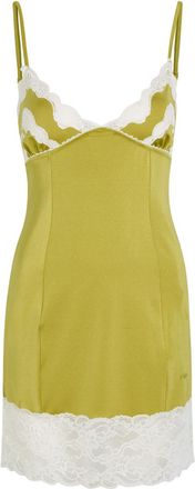 Chlo&eacute; Lace-trim Stretch-satin Mini Dress - Yellow - 38 (UK10 / S)