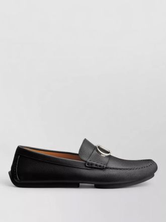 Dior round toe textured leather rubber sole loafers