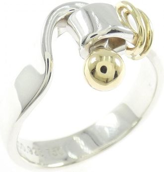 Tiffany & Co. Silver Yellow Gold Yellow Gold (18K) Silver 925 Band Ring (Pre-Owned)