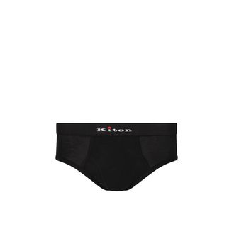 Kiton Bottoms, male, Black, Size: 2XL Logo-waistband Briefs
