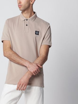 Stone Island Polo color deserto con patch logo Compass