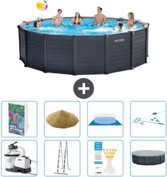 Intex Piscina Graphite Panel Redonda - 478x124 Cm - 9-piezas S580