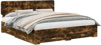 vidaXL Estructura De Cama Con Cabecera Roble Ahumado 200 X 200 Cm Vidaxl