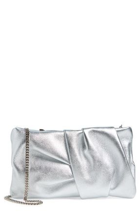 Jimmy Choo London Bonny Metallic Leather Clutch in Silver at Nordstrom