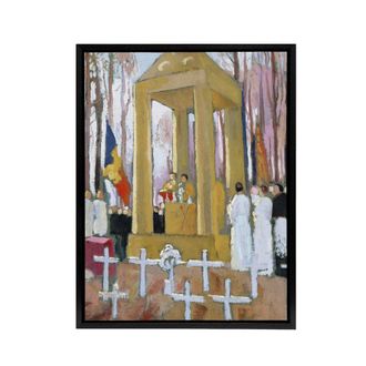 Artery8 Maurice Denis Mass at the Tomb of Ernest Psichari Framed Canvas Art | Size: W24 x H32