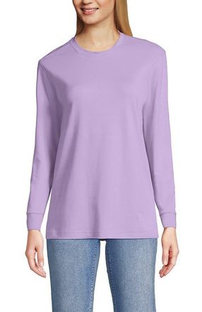 Lands End Long Sleeve Cotton Interlock Crew T-Shirt in Whisper Lilac at Nordstrom, Size X-Small