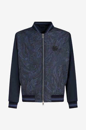 Etro Baumwolltwill-Bomberjacke mit Paisley-bedrucktem Nylon