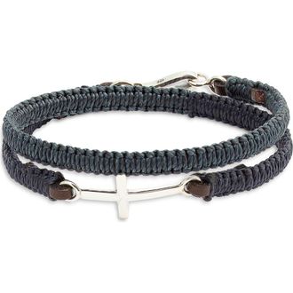 Caputo & Co. Macrame Cross Double Wrap Bracelet in Navy Combo at Nordstrom