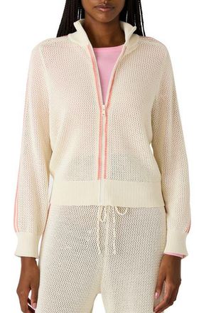 Steve Madden Open Stitch Zip Front Cardigan in Antique at Nordstrom, Size X-Large