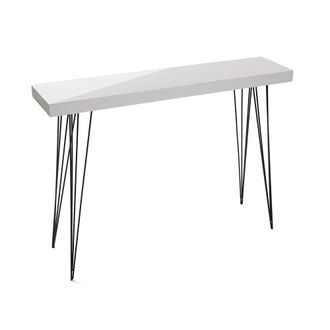 VERSA Consola de entrada en aglomerado efecto madera y metal blanco