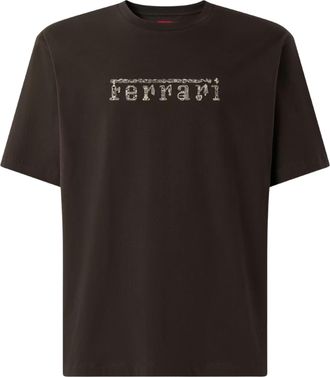 Ferrari Black Ferrari Logo Cotton T-Shirt