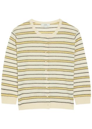 Vince Striped Cotton and Cashmere-blend Cardigan - Yellow - XL (UK16 / XL)